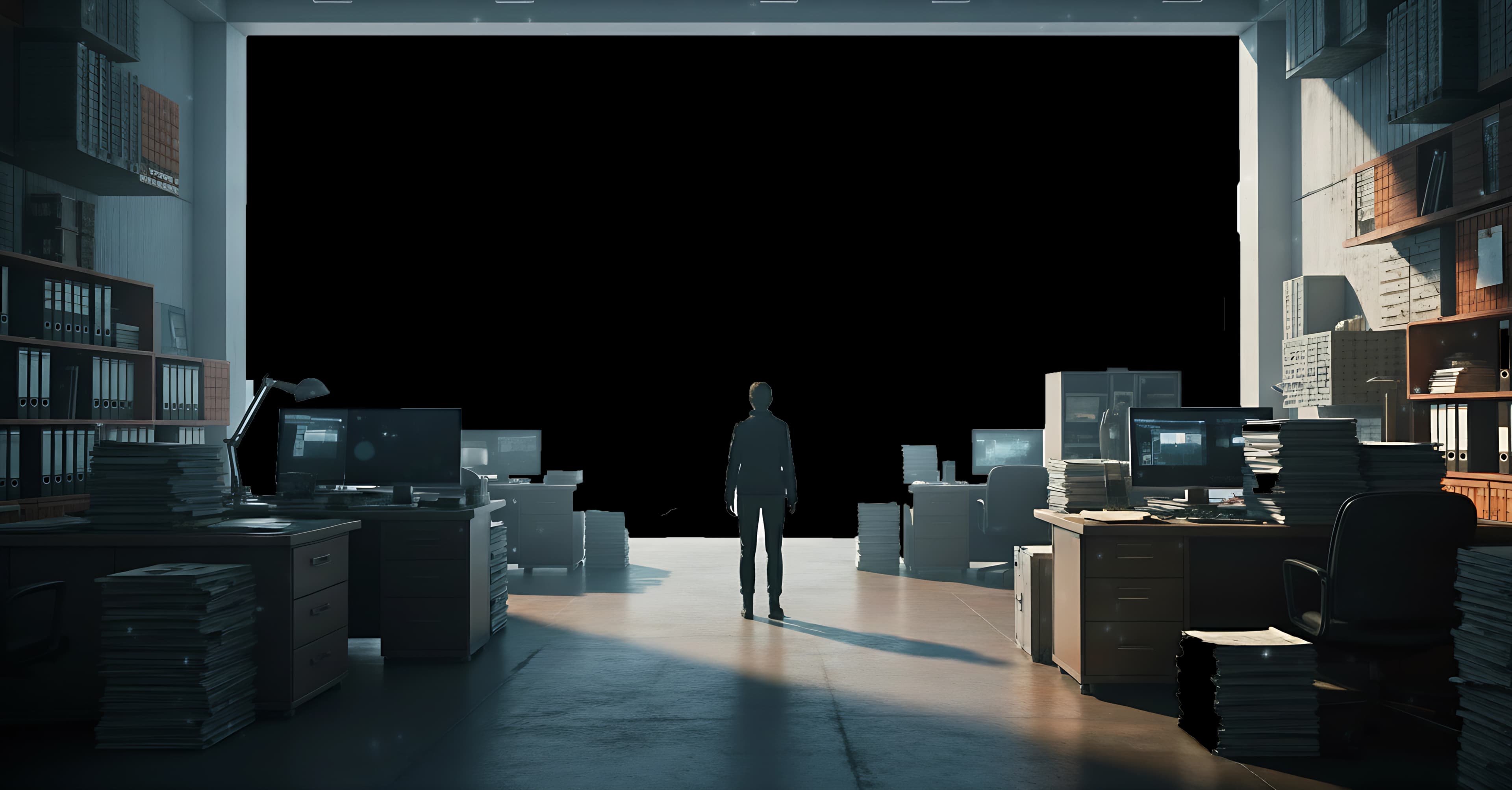 Blurred office interior foreground